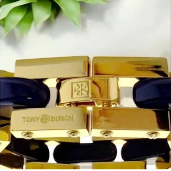 TORY BURCH navy and gold chunky bracelet. NWT - Picture 2 of 15